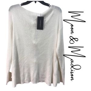 NWT! Moon & Madison Off White Tie-Back Sweater Womens Size Large